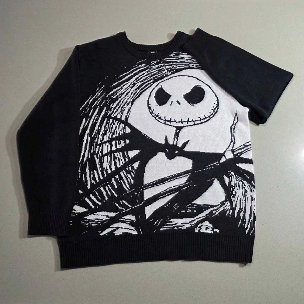Disney Nightmare Before Christmas Jack Skellington Knit Sweater Black White 2X